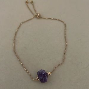 Fashion Jewelry Gold Tone 8” Slider Bracelet With Amethyst Stone